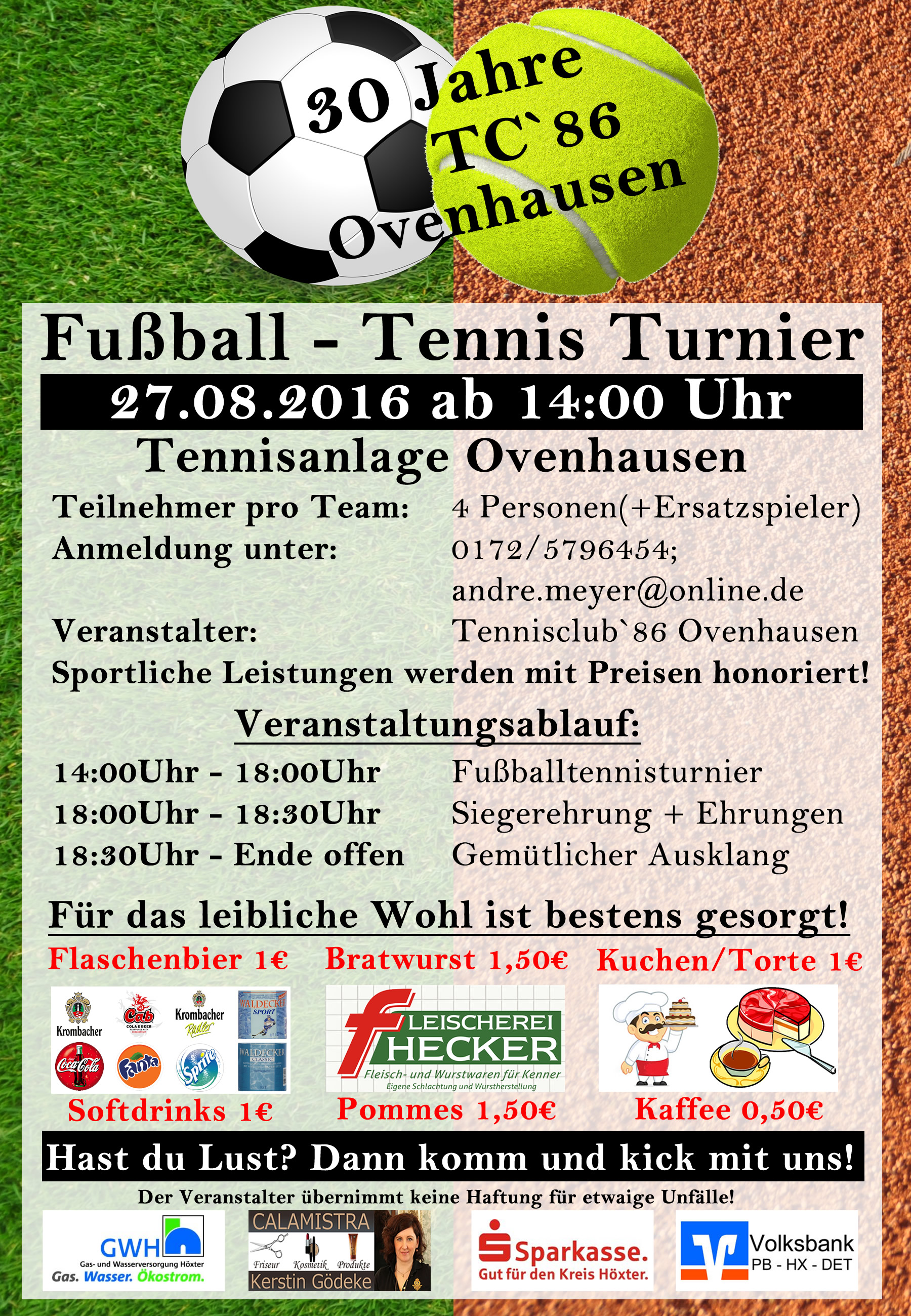 Aktueller Flyer Zum 30 Jubilaum Mit Neuen Informationen Tennisclub 86 Ovenhausen E V